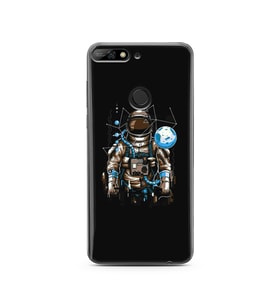 Uzay Astronot Tasarım Süper Şeffaf Silikon Telefon Kılıfı Huawei Y7 2018