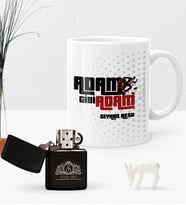 BK Gift Kişiye Özel Adam Gibi Adam Benzinli Çakmak ve Kupa Seti (Model 1)