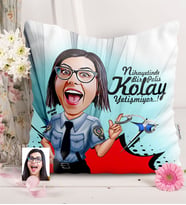 BK Gift Kişiye Özel Bayan Polis Karikatürlü  Yastık  1