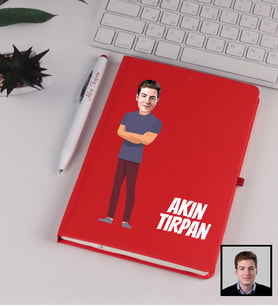 Kişiye Özel Karikatürize Defter Kalem Seti Kırmızı 91354