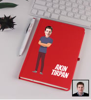 Kişiye Özel Karikatürize Defter Kalem Seti Kırmızı 91354