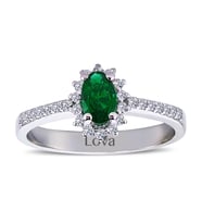 Lova Pırlantalı Oval Zümrüt Anturaj Yüzük - 1040086