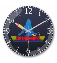 Captain Marvel Top Captain  Duvar Saati Bombeli Gercek Cam