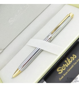 Scrikss 722W Gold Krom Tükenmez Kalem  Scrikss Kalem  İsme Özel Kalem  Hediyelik Kalem