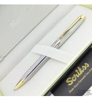Scrikss 722W Gold Krom Tükenmez Kalem  Scrikss Kalem  İsme Özel Kalem  Hediyelik Kalem
