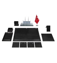 Truva Düğmeli Siyah Sümen Takımı ve Masa İsimliği