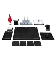 Truva Düğmeli Siyah Sümen Takımı ve Masa İsimliği