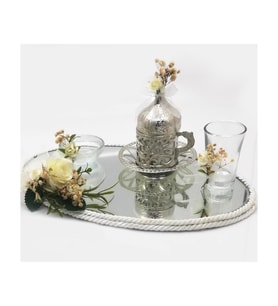 Lora Davet Damat Kahve Fincanı Takımı Oval (1 Adet) Gümüş - 54172