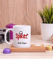 Spiker Ahşap Altlıklı Mumlu Beyaz Kupa Bardak
