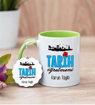 Tarih Öğretmeni Yeşil Kupa Bardak Ve Anahtarlık Set