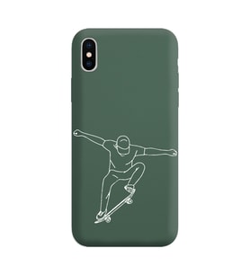 Iphone Xs Çizgi Tasarımlı Koyu Yeşil Lansman Telefon Kılıfı