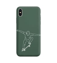 Iphone Xs Çizgi Tasarımlı Koyu Yeşil Lansman Telefon Kılıfı