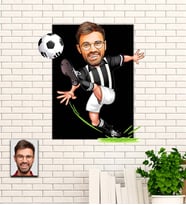 Kişiye Özel Siyah Beyaz Sporcu Hediye Karikatürlü Uv Baskılı Ahşap Tablo