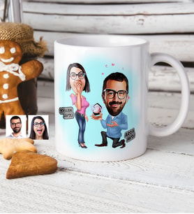 BK Gift Kişiye Özel Evlilik Teklifi Karikatür Beyaz Kupa Bardak  2