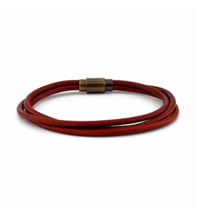 TABA KAHVE HAKİKİ DERİ 3 SIRA BRONZ KLİPS ERKEK BİLEKLİK M004N