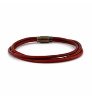TABA KAHVE HAKİKİ DERİ 3 SIRA BRONZ KLİPS ERKEK BİLEKLİK M004N