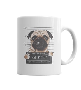 Bad Puggy Pug Köpek Kupa Bardak Porselen