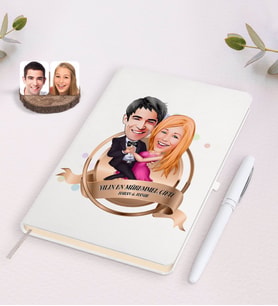 BK Gift Kişiye Özel Yılın En Mükemmel Çifti Karikatürlü Beyaz Defter ve Kalem Hediye Seti-13