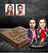 Kişiye Özel Sevgili Karikatürlü Ahşap Biblo Kutulu Model 6