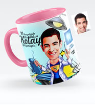 BK Gift Kişiye Özel Bay Diş Hekimi Karikatürlü Pembe Kupa Bardak  1