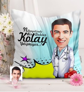 BK Gift Kişiye Özel Bay Doktor Karikatürlü  Yastık  6