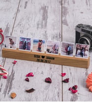 Sevgiliye Hediye Altı Fotoğraflı Ahşap Stand