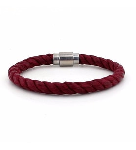 BORDO HALAT GÜMÜŞ RENK MANYETİK KLİPSLİ ERKEK BİLEKLİK BT386