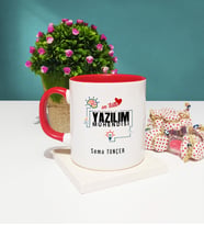 Mesajlı Yazılım Mühendisi Tasarımlı Kişiye Özel Hediye Yazılım Mühendisi Kupa Bardak Kırmızı