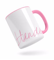 BK Gift Kişiye Özel El Yazısı İsim Tasarımlı Pembe Kupa Bardak-1