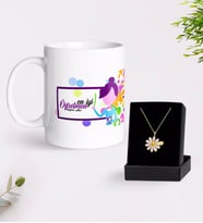 BK Gift Kişiye Özel En İyi Öğretmen Beyaz Kupa ve Papatya Kolye Hediye Seti-2 (Model 1)