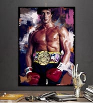 Rocky Balboa Tasarım 4 Boy Seçenekli Hediyelik 8mm Dekoratif  Ahşap Tablo