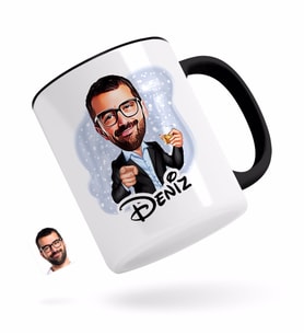 BK Gift Kişiye Özel Erkek Karikatürlü Siyah Kupa Bardak-50