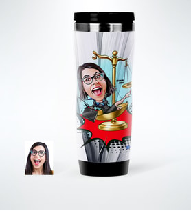 BK Gift Kişiye Özel Bayan Avukat Karikatürlü Çelik Termos Bardak  4