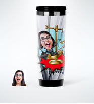 BK Gift Kişiye Özel Bayan Avukat Karikatürlü Çelik Termos Bardak  4