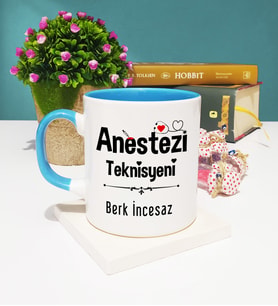 Anestezi Teknisyeni Tasarımlı Kişiye Özel Anestezi Teknisyeni Kupa Bardak Mavi