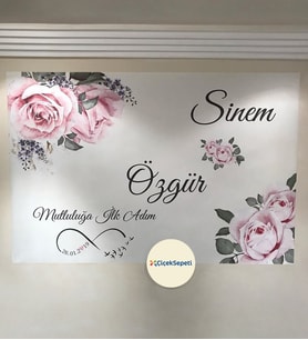 100x70cm Söz, Nişan, Kına Gecesi, Düğün İçin Kişiye Özel Branda Afiş Arka Fon