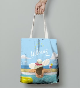 BK Gift Kişiye Özel Yaz Temalı Bez Çanta 002