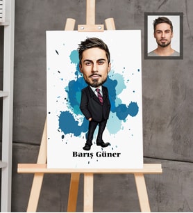 Kişiye Özel Patron Karikatürlü  Ahşap Tablo 30x47 Bay-6