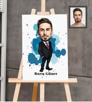 Kişiye Özel Patron Karikatürlü  Ahşap Tablo 30x47 Bay-6
