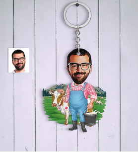 BK Gift Kişiye Özel Bay Çiftçi Karikatür Anahtarlık