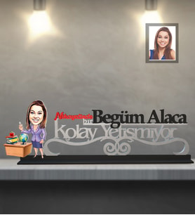 Kişiye Özel Öğretmen Karikatürlü Kolay Yetişmiyor Ahşap Biblo Bayan-3