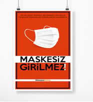 BK Gift Kişiye Özel Logolu Maskesiz Girilmez Afiş Poster (50 x 70 cm.) 4