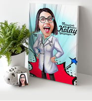 BK Gift Kişiye Özel Bayan Doktor Karikatür Kanvas Tablo 30x50cm 2