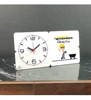 Minning Engineer Ahşap Masa Saati