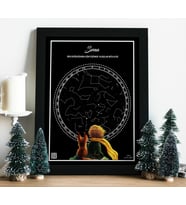 KİŞİYE ÖZEL KÜÇÜK PRENS YILDIZ HARİTASI (Siyah)