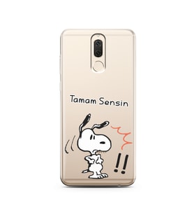 Snoopy Tasarımlı Süper Şeffaf Silikon Telefon Kılıfı Huawei Mate 10 Lite 