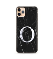 Iphone 11 Pro Max Siyah Mermer Harf Tasarımlı Telefon Kılıfı O-Harfi 