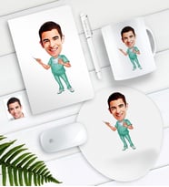 BK Gift Kişiye Özel Bay Cerrah Karikatürlü Defter Kalem Kupa Mouse Pad Seti (Model 1)