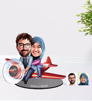 BK Gift Kişiye Özel Sevgililer Karikatürlü Ahşap Biblo Model-11 (Beyaz)