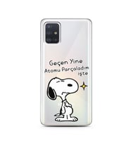 Snoopy Tasarımlı Süper Şeffaf Silikon Telefon Kılıfı Samsung A51